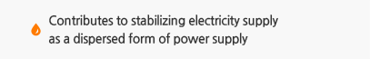 Contributes to stabilizing electricity supply as a dispersed form of power supply